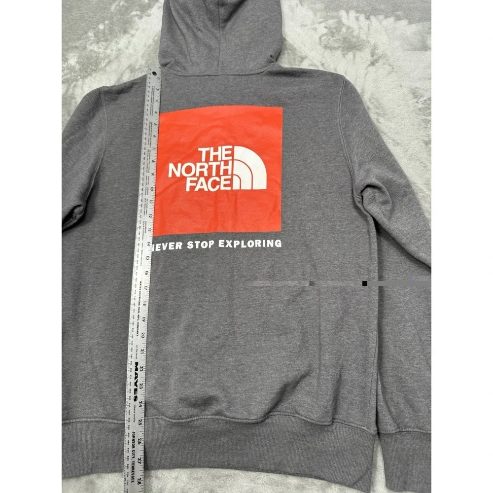 North Face Hoodie Sweatshirt Mens Medium Gray Graphic Pullover Trail Hiking Logo